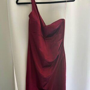 Red one shoulder dress